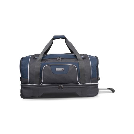 SwissTech Wanderer 30" Rolling Drop Bottom Travel Duffel Bag, Blue, 30.5x16x13.5"