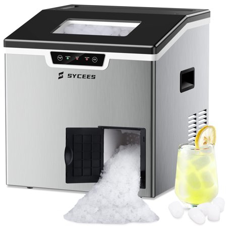 Sycees 2-in-1 Countertop Ice Maker Machine & Ice Shaver, 44lbs Stainless Steel