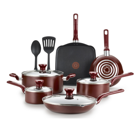 T-fal Easy Care Nonstick Cookware, 12 piece Set, Red, B089SC64
