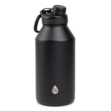 TAL Ranger 64 oz Black Solid Print Stainless Steel Water Bottle with Wide Mouth Lid