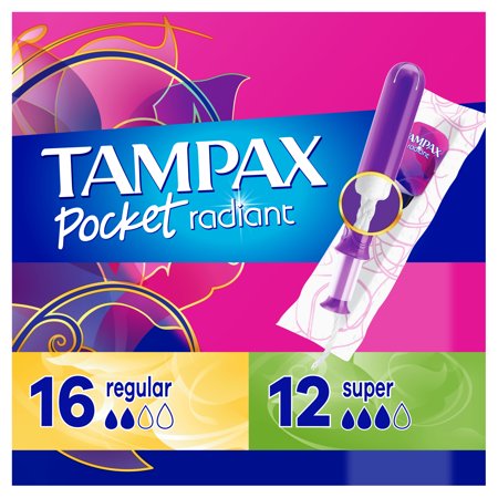 Tampax Pocket Radiant Duo Pack, Regular/Super, Unscented, 28 Ct