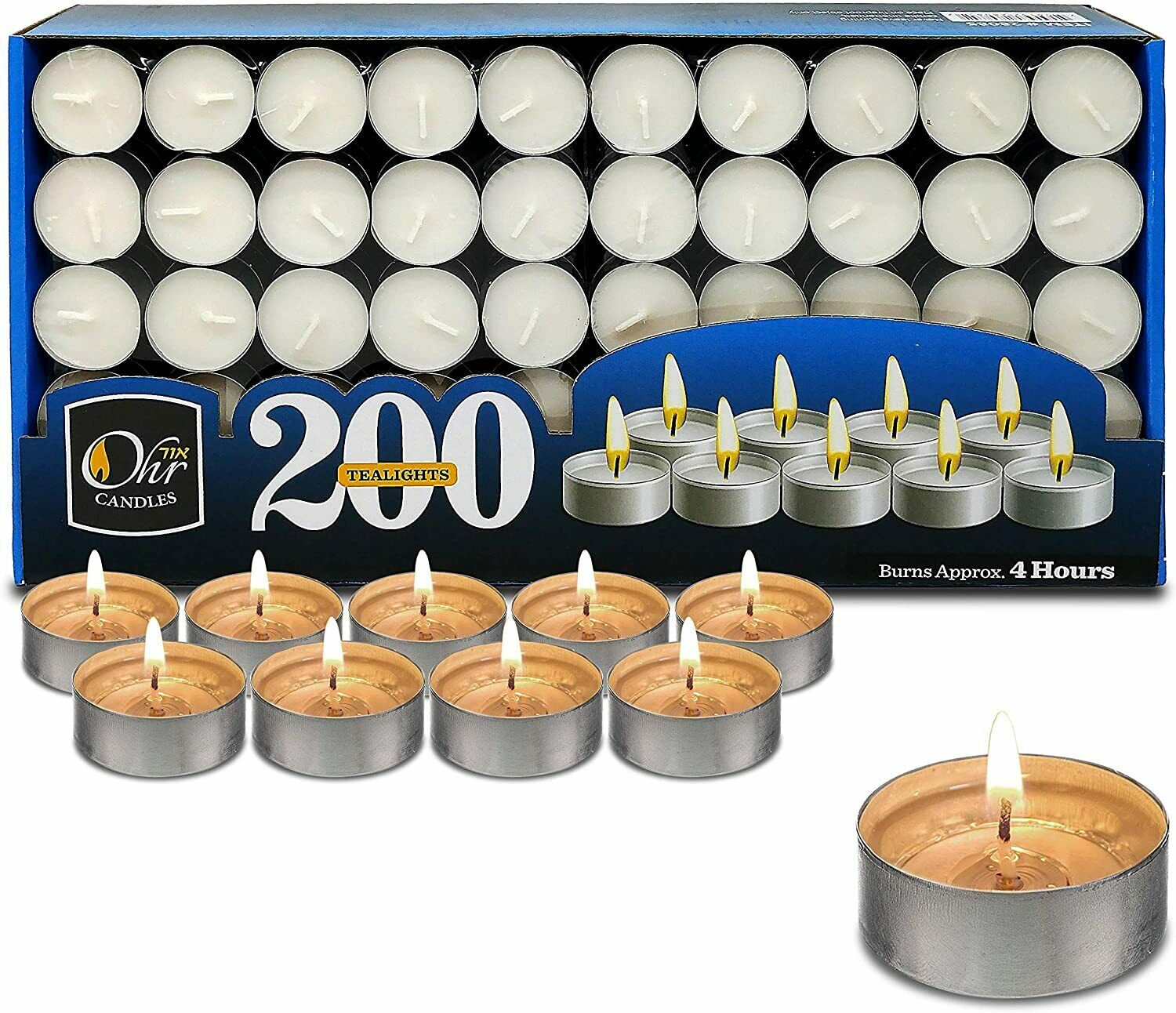 Tea Light Candles - Bulk Pack - White Unscented, 4 hours burn time