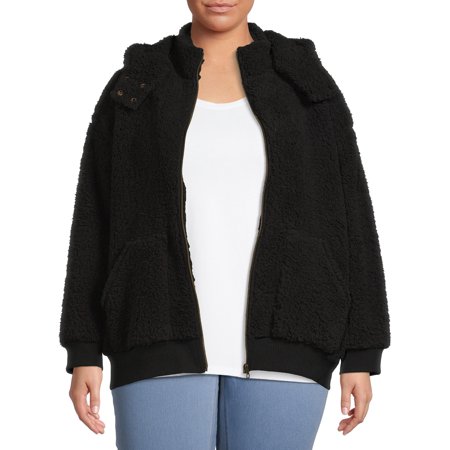 Terra & Sky Women's Plus Size Full-Zip Faux Sherpa Jacket