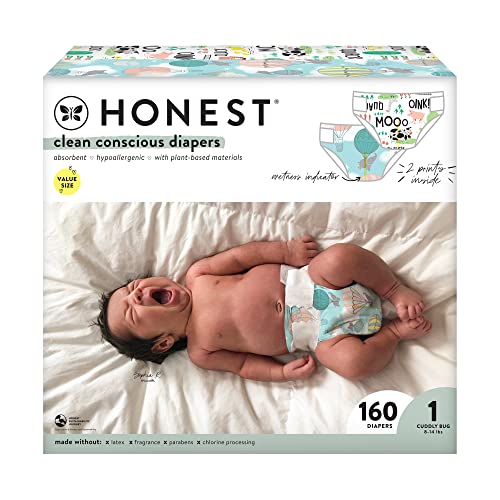 The Honest Company Clean Conscious Diapers, Above All + Barnyard Babies, Size 1, 160 Count Super Club Box On Sale At Amazon.com