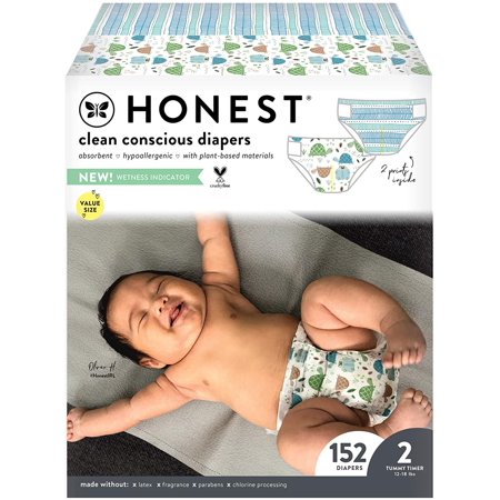 The Honest Company - Super Club Box, Clean Conscious Diapers, Turtle Time + Teal Tribal, Size 2, 152 Count (Packaging May Vary)