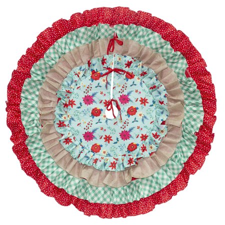 The Pioneer Woman 4-Tier Ruffle Multi-color Polyester Christmas Tree Skirt, 48"