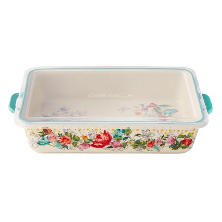 The Pioneer Woman Blooming Bouquet Ceramic Rectangular Baker with Lid