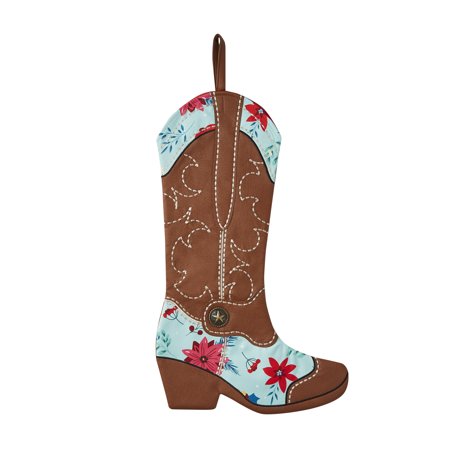 The Pioneer Woman Blue Floral Boot Polyester Christmas Stocking, 20"