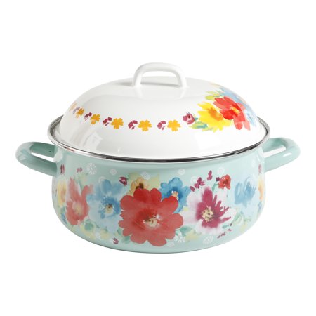 The Pioneer Woman Breezy Blossom Enamel on Steel 4-Quart Dutch Oven with Lid