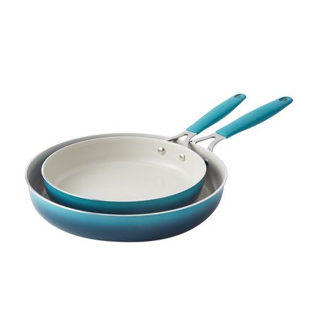 The Pioneer Woman Ceramic 2pk Skillet, 9" & 11" Ombre Teal