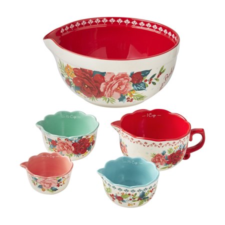The Pioneer Woman Cheerful Rose 5-Piece Stoneware Mixing Set