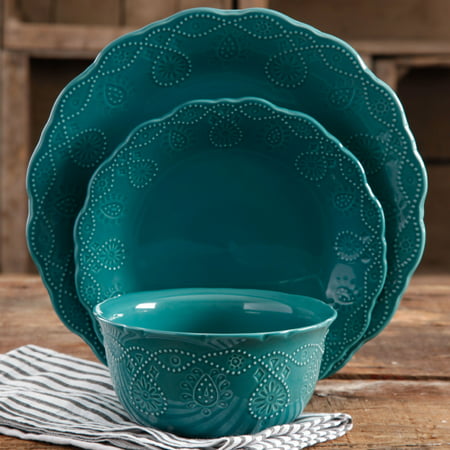 Pioneer Woman Cowgirl Lace 12-Piece Dinnerware Set Online Savings