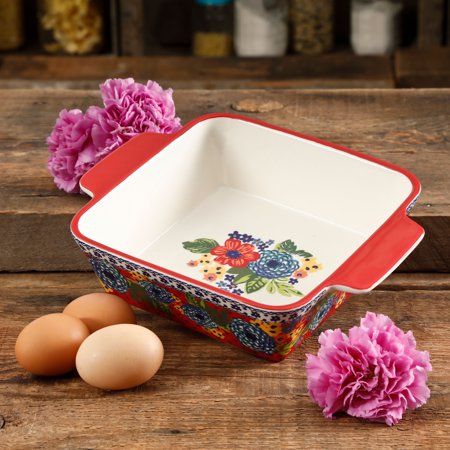 The Pioneer Woman Dazzling Dahlias 8-Inch Square Baker