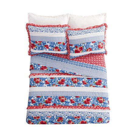 The Pioneer Woman Heritage Floral Coverlet, Full/Queen, Blue