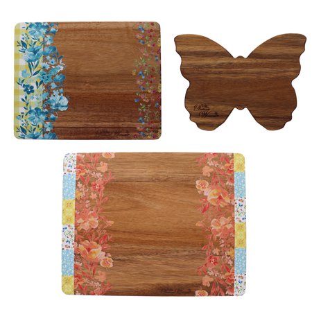 The Pioneer Woman Patchwork Medley 3-Piece Acacia Cutting Board Set