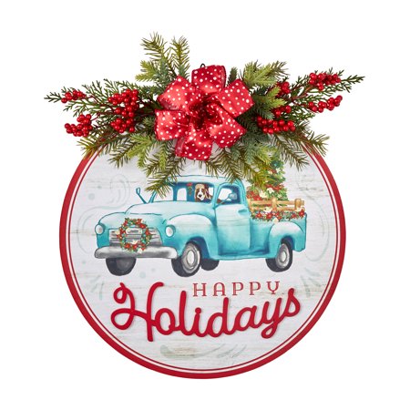 The Pioneer Woman Round Hanging Sign, Happy Holidays