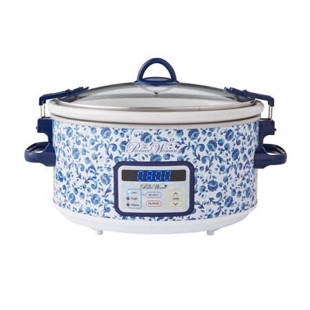 The Pioneer Woman Scroll Floral 6-Quart Stainless Steel Digital Slow Cooker