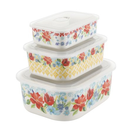 The Pioneer Woman Spring Bouquet 6-Piece Decorated Stoneware Storage Set with Lids