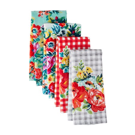 The Pioneer Woman Sweet Romance Kitchen Towel Set, Multicolor, 16"W x 28"L, 4 Piece