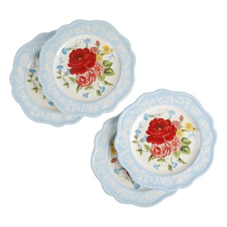 The Pioneer Woman Sweet Rose 10.98-Inch Scalloped Dinner Plates, 4-Pack