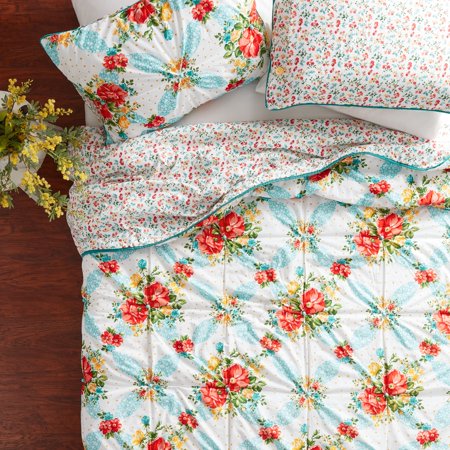 The Pioneer Woman Vintage Floral Cotton Quilt Sets, King, 3-Pieces
