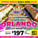 6-Days/5-Nights Luxury resort studio Orlando Florida, just outside the gates of Disney for only $197 Per Family