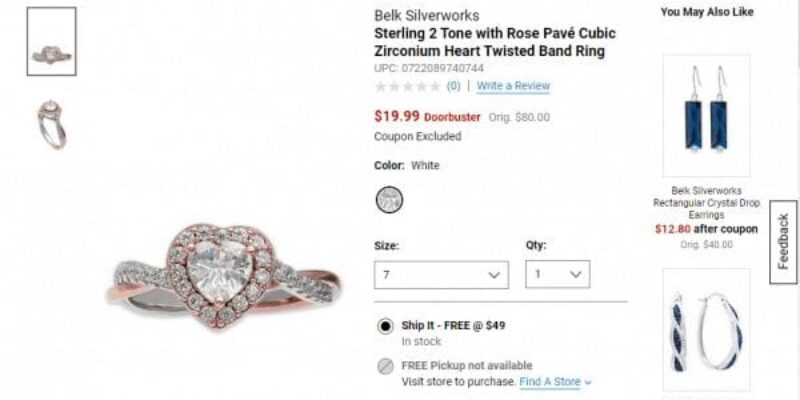 Sterling 2 Tone with Rose Pavé Cubic Zirconium Heart Twisted Band Ring DOORBUSTER!