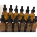 1 oz AMBER BOSTON ROUND GLASS BOTTLES WITH GLASS DROPPERS 30ML (12 pack)