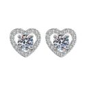 1 Pair Heart Silver Women Men Stud Earrings Earrings for Girls Fashion Jewelry Cubic Zirconia Halo Earrings