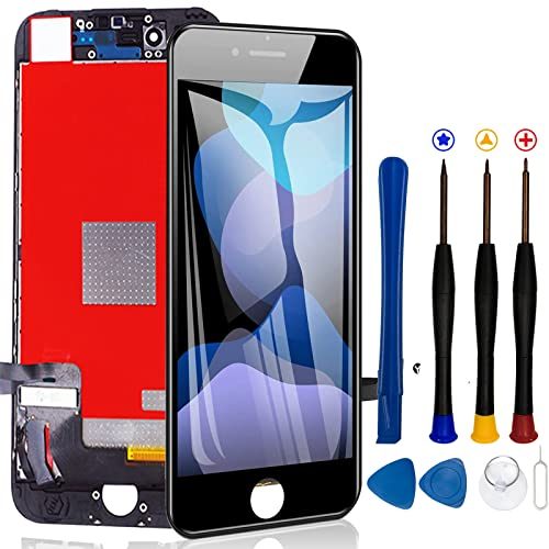 1 PCS for iPhone 7 4.7” Screen Replacement Black, LCD Touch Digitizer Complete Display,with Waterproof Adhesive Tempered Glass and Repair...