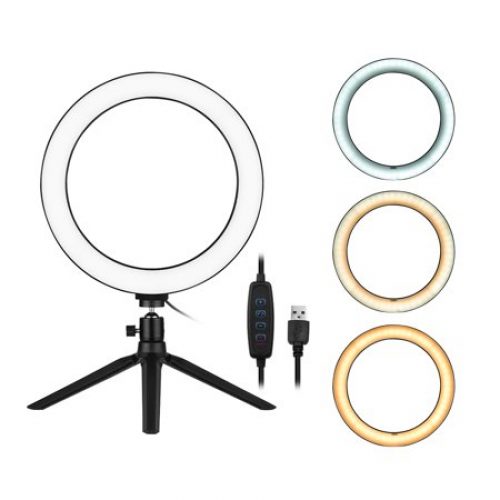 10 Inch LED Ring Light with Tripod Stand 3200K-5500K Dimmable Table Camera Light Lamp 3 Light Modes & 10 Brightness...