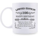 100th Birthday Gifts for Women Men - 11 oz Coffee Mug - 100 Year Old Present Ideas for Mom, Dad,...