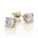 10k Yellow Gold Created White Sapphire 4 Carat Round Stud Earrings Plated