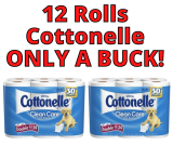 GO GO GO! 12 Rolls Cottonelle Bath Tissue Only A BUCK!