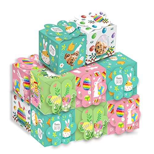 12 Pieces Easter Gift Boxes for Treats, Empty Easter Candy Box Cardboard Gable Boxes, Candy Goody Cookie Cupcake Bakery Pastry...