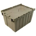 12 Gallon Top Tote Storage Container (PACK OF 2) Industrial Plastic Storage Tote with Hinged Attached Lid (22.05 in. L...