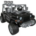 12V Power Wheels Jeep Wrangler Willys Battery-Powered Ride-On Vehicle with Lights & Sounds, Black