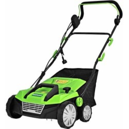 13 Amp Corded Scarifier 15'' Electric Lawn Dethatcher with Dual Safety Switch