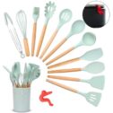 13 Piece Silicone Kitchen Utensil Set Heat Resistant Kitchen Gadgets with Anti Spill Tool (Green)