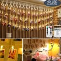 16.4 Feet Waterproof 40 LED Photo Clip String Fairy Lights, Battery-Powered and USB Charging, Perfect for Wedding, Party, Christmas, Home...