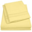 1800 Thread Count 4 Piece Deep Pocket Bedroom Bed Sheet Set Queen - Pale Yellow