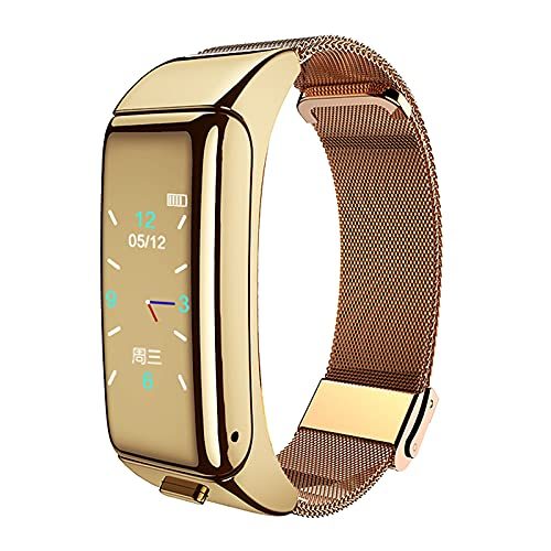 2 in 1 Talkband Bluetooth Headset Smart Bracelet Handsfree Smart Watch Fitness Headset Earphone Heart Rate Monitor Fitness Tracker (Gold-Gold...