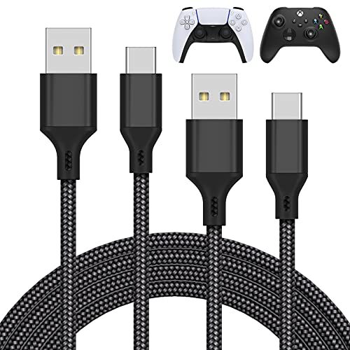 2 Pack 10FT Charger Charging Cable for PS5 Controller/for Xbox Series X/for Xbox Series S Controller, Replacement USB C Cord...