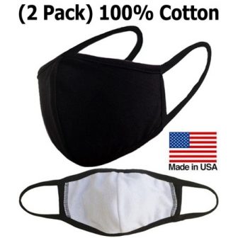 (2 Pack) Cotton Reusable Face Covering Mask 2-Layer Washable Water Resistant For...