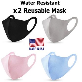 (2 Pack) Reusable Washable Polyester Blend Face Covering Mask Water Resistant For...