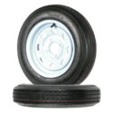 2-Pack Trailer Tire On Rim 480-12 4.80-12 12 in. LRB 4 Hole White Spoke Wheel