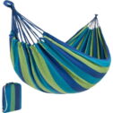 2-Person Indoor Outdoor Brazilian-Style Cotton Double Hammock Bed w/Portable Carrying Bag – Rainbow