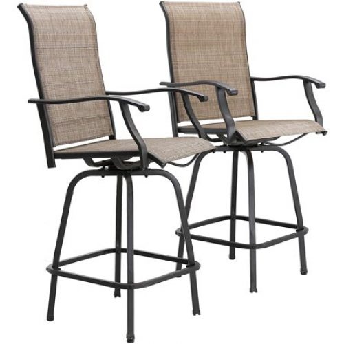 2 Pieces Piece Patio Bar Chairs Bar Stools Dining Chair Set Outdoor High Back Textilene Patio Swivel Chairs for Home,...