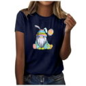 2023 Women Easter Gnome T-shirts Short Sleeve Casual Easter Shirt for Women Easter Eggs for Teen Girls Easter Gift