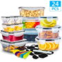 24 Pcs Food Storage Containers Set with Lids - BPA-Free Airtight Plastic Containers for Pantry & Kitchen Organization, Meal Prep,...